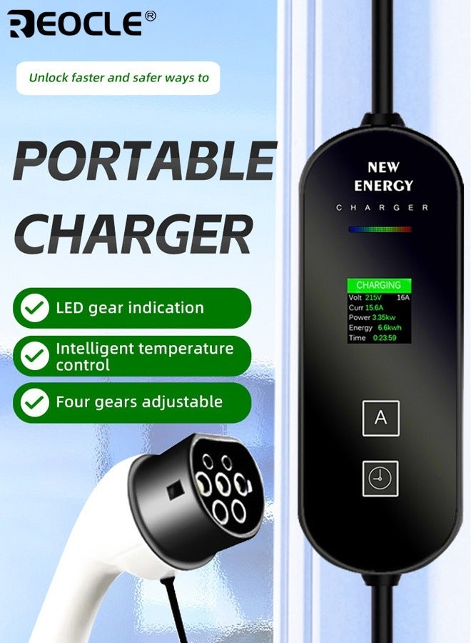 REOCLE Premium Plug-In Electric Vehicle Charger Multi-Functional Smart Charging Device with Wide Regional Socket Compatibility Intuitive Color Display & Convenient Storage Design - Image 2